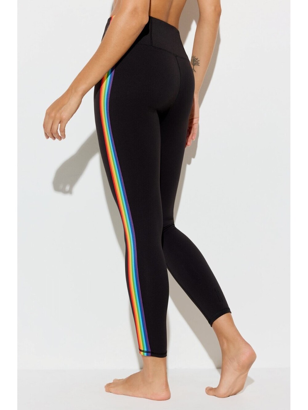 Spiritual Gangster Nirvana Infinity Legging Black with Rainbow Stripes - Picture 4 of 9